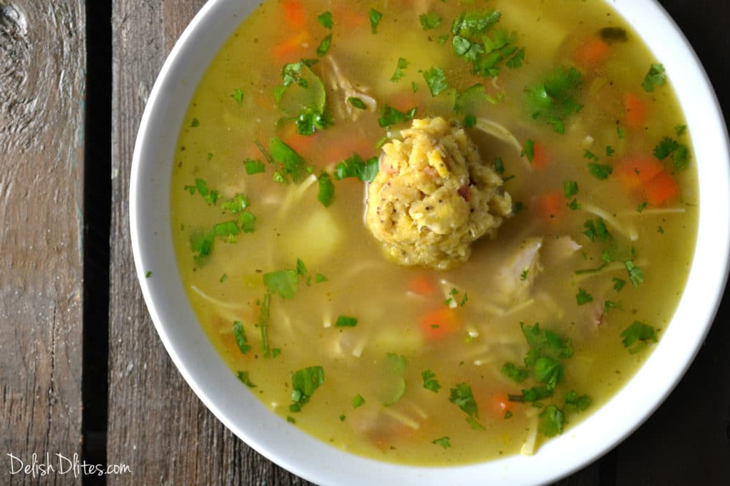 Sopa de Pollo con mofongo is the Puerto Rican version of Matzah Ball Soup.&...