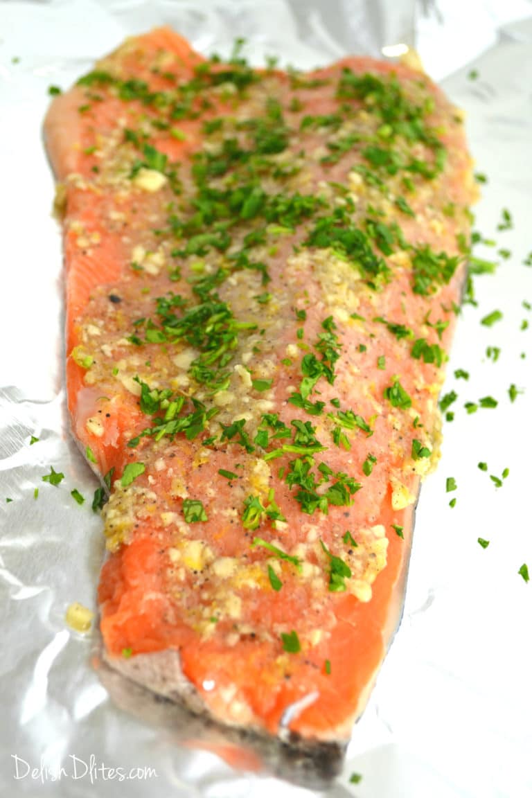 Garlic Butter Steelhead Trout in Foil Delish D'Lites
