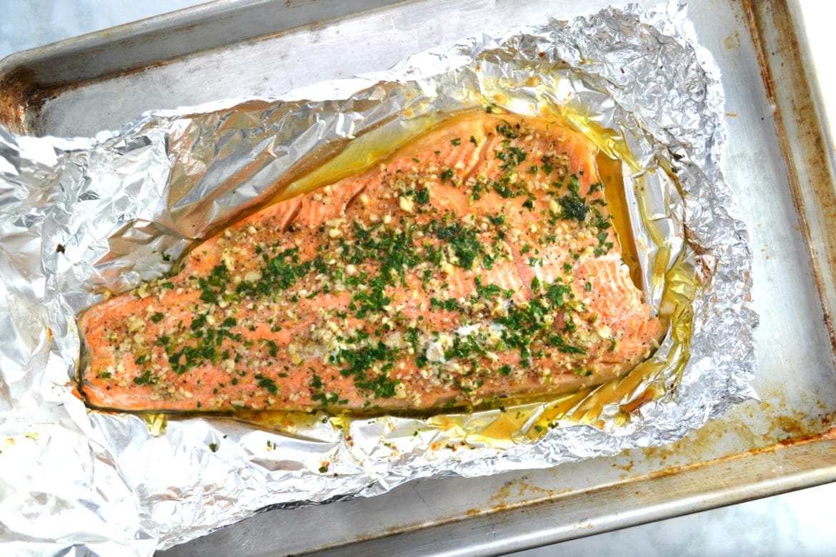 Garlic Butter Steelhead Trout in Foil Delish D'Lites