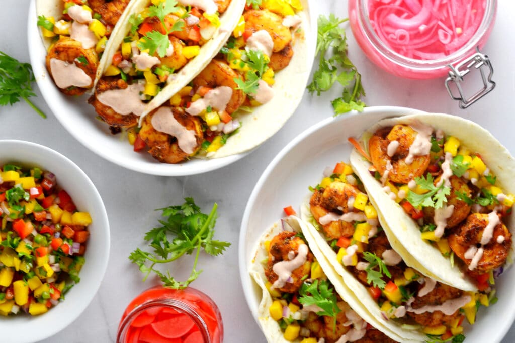 Grilled Shrimp Tacos with Mango Salsa | Delish D'Lites