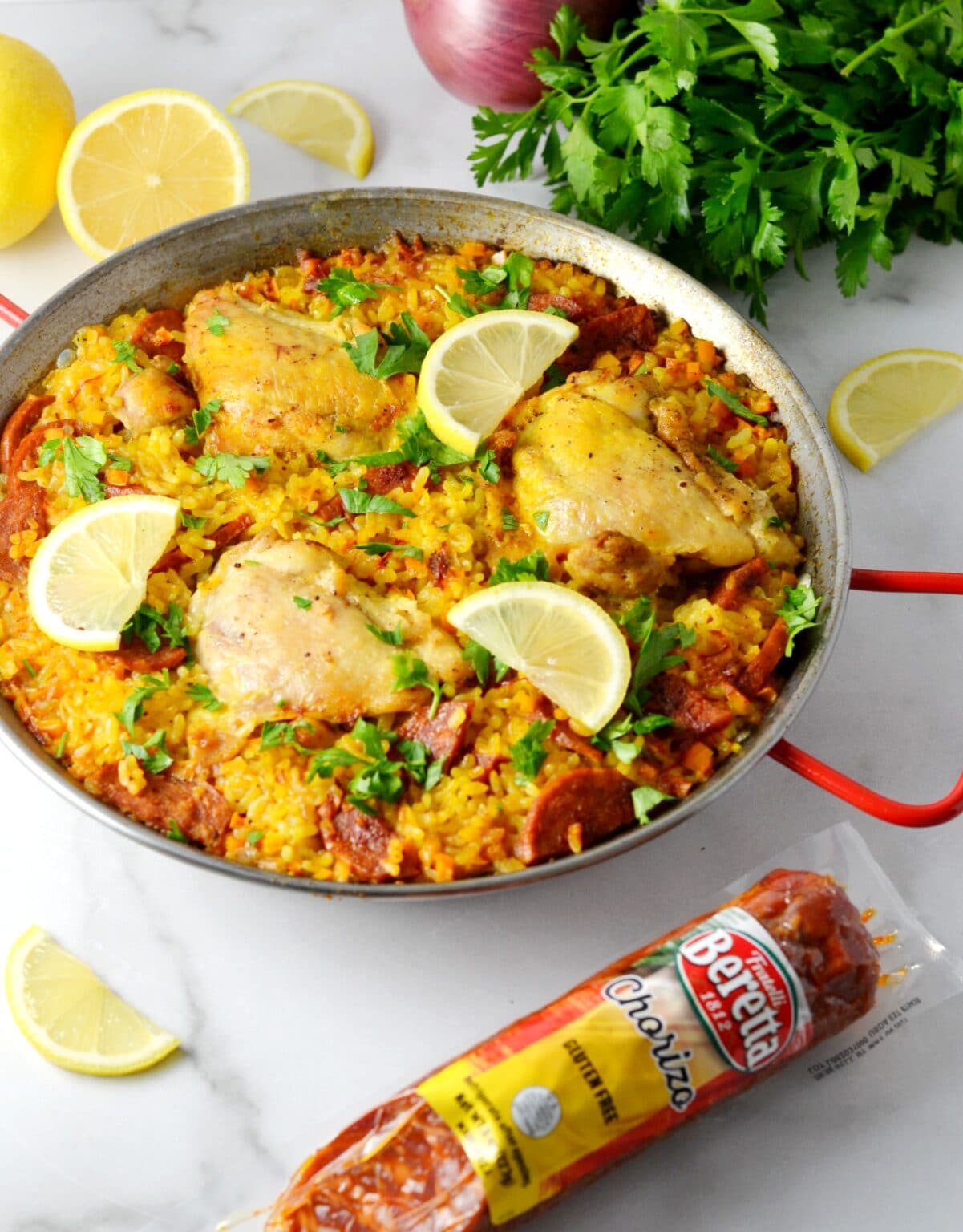 Spanish Style Chicken and Chorizo Paella Delish D'Lites
